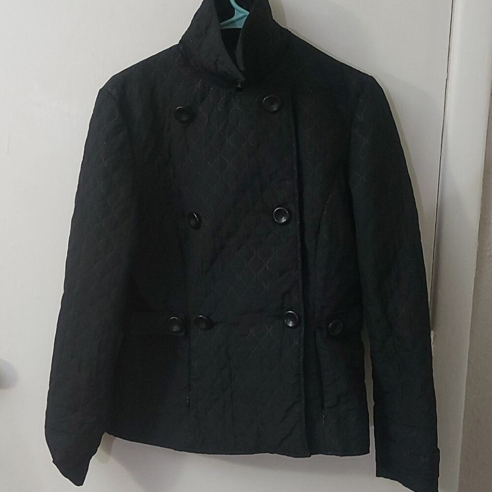 Zara Basic Black Button Down Quilted Jacket M Qui… - image 3